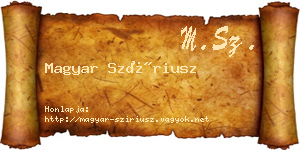 Magyar Szíriusz névjegykártya